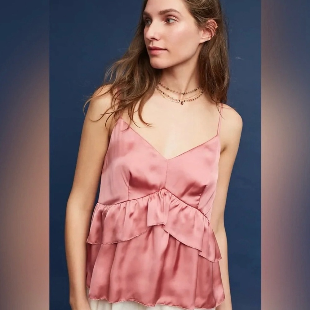 Maeve Red Ruffled Tiered Camisole Top